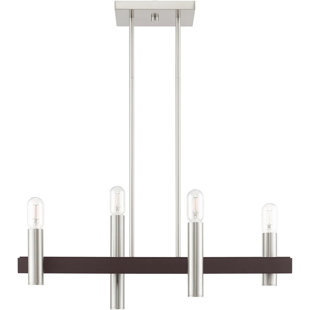 Bronze Four Light Metal Dimmable Chandelier With Shades