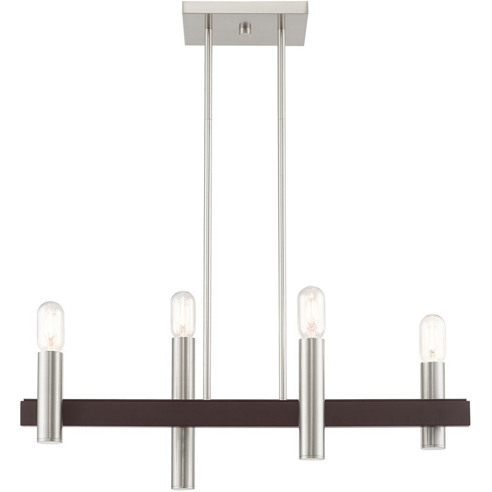 Bronze Four Light Metal Dimmable Chandelier With Shades
