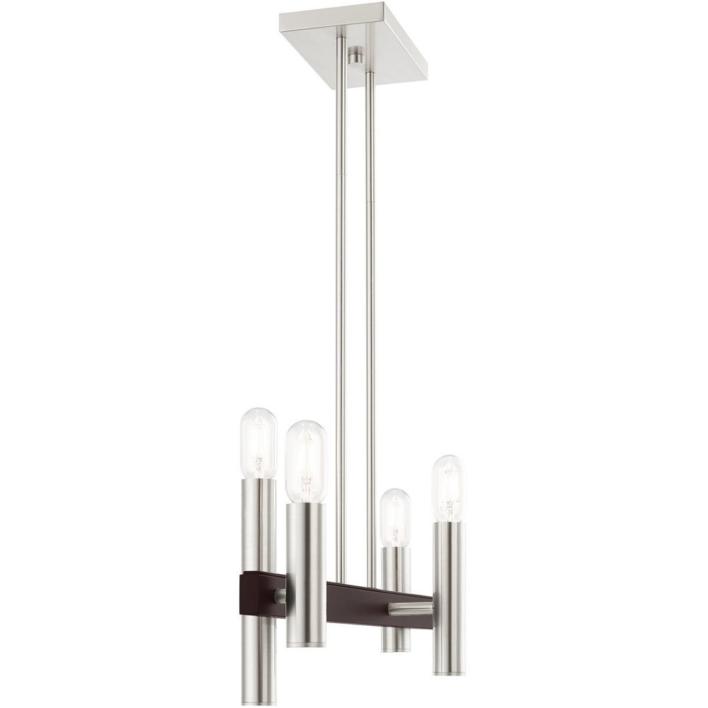 Bronze Four Light Metal Dimmable Chandelier With Shades