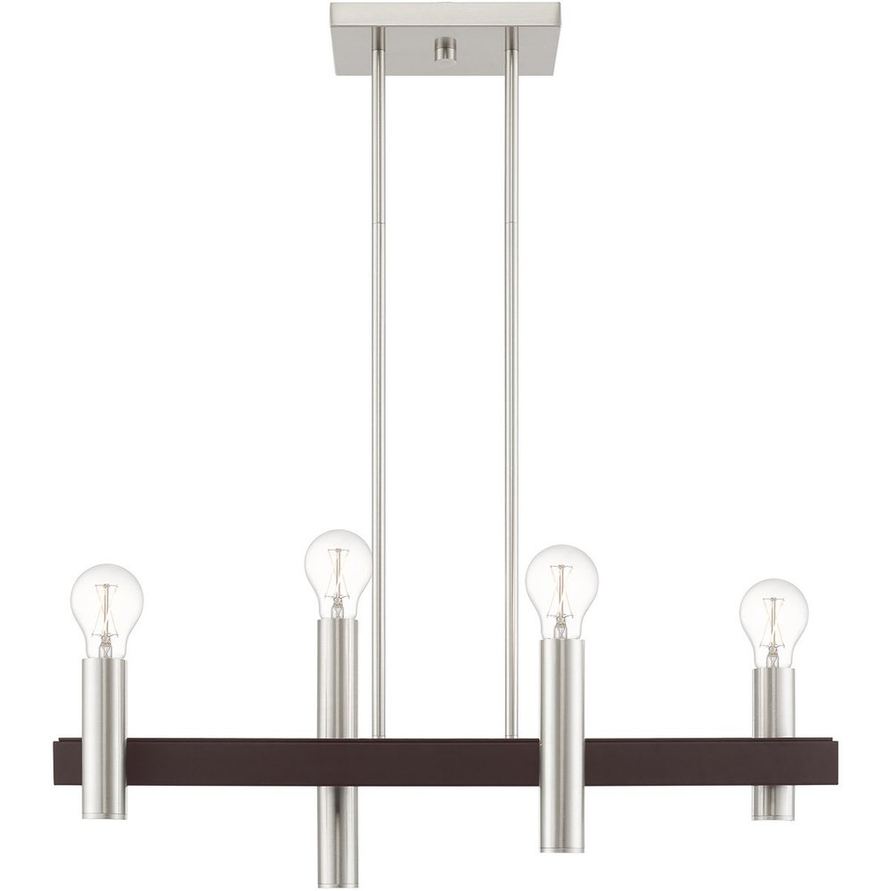 Bronze Four Light Metal Dimmable Chandelier With Shades