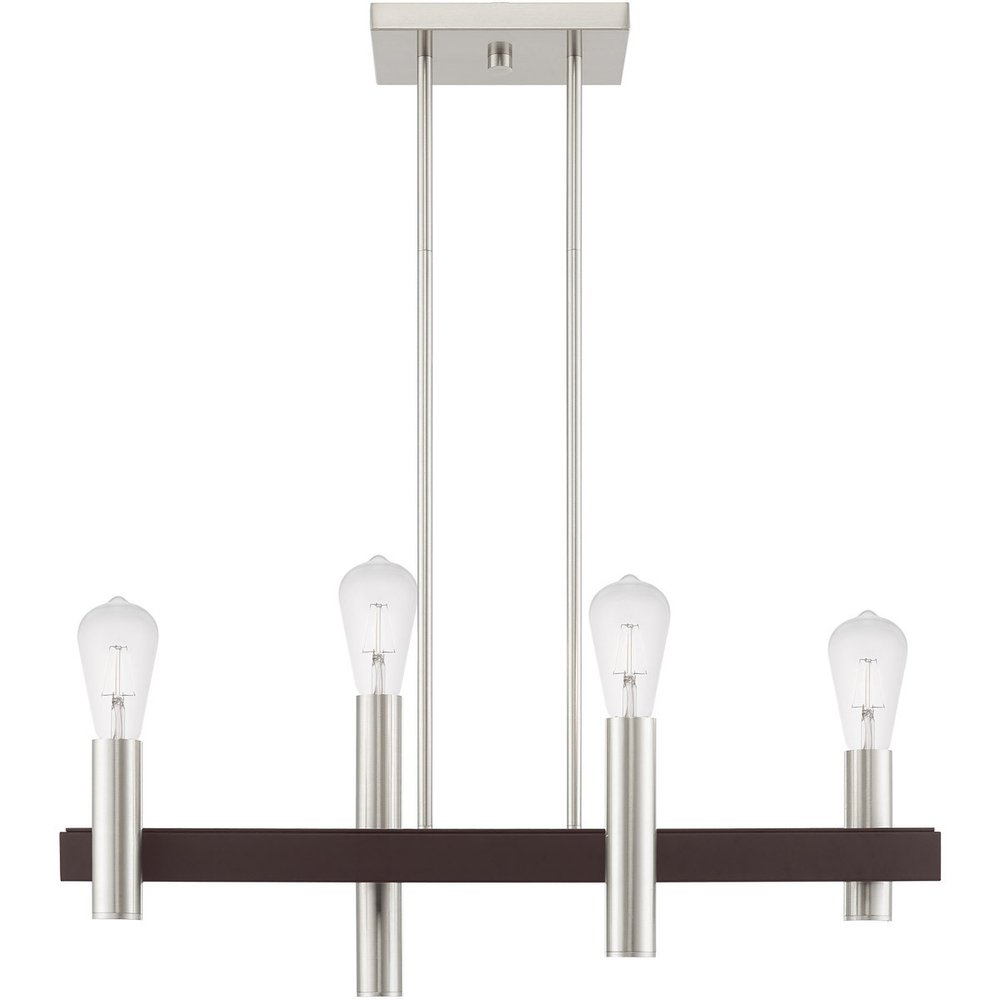 Bronze Four Light Metal Dimmable Chandelier With Shades