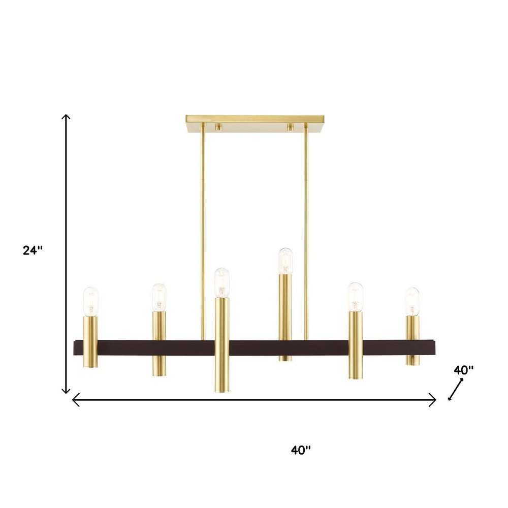 Bronze Six Light Metal Dimmable Chandelier With Shades