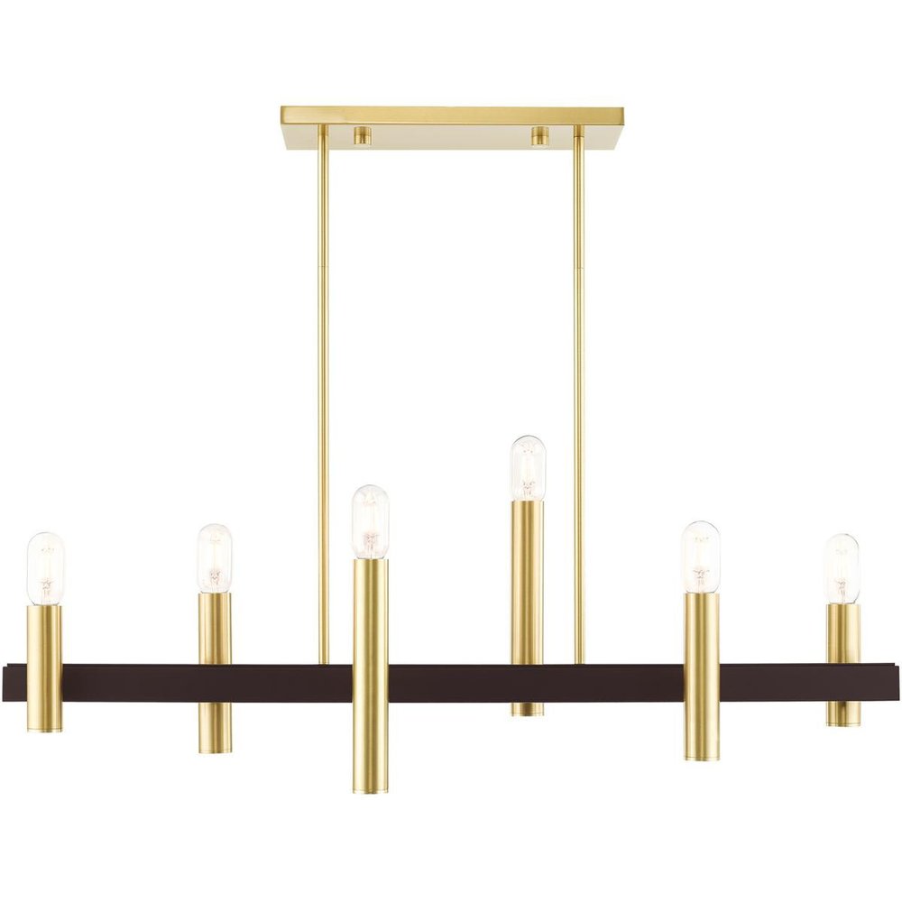 Bronze Six Light Metal Dimmable Chandelier With Shades