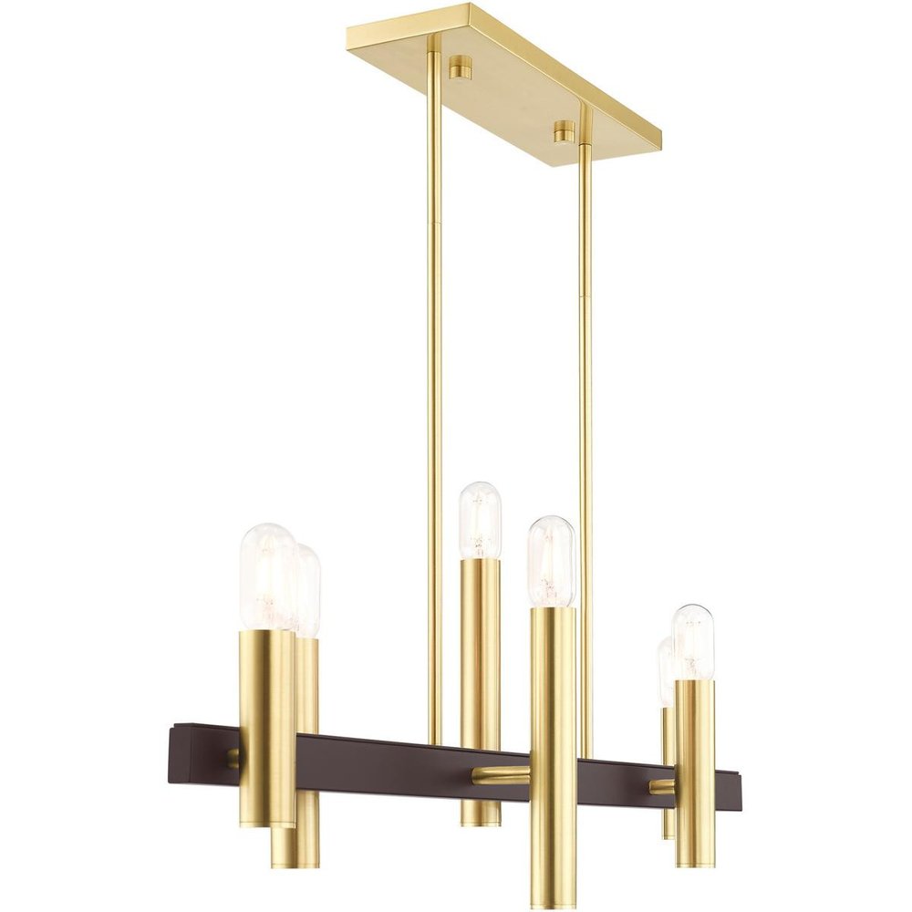 Bronze Six Light Metal Dimmable Chandelier With Shades
