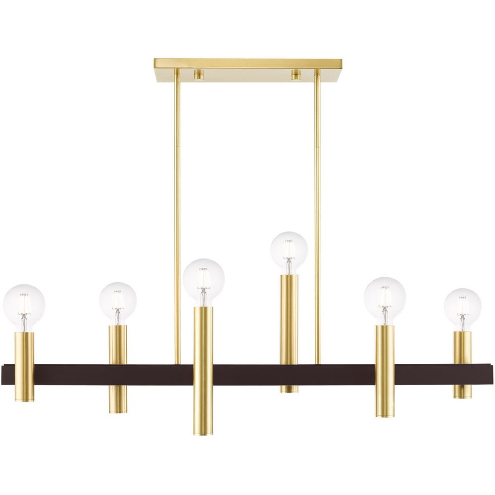 Bronze Six Light Metal Dimmable Chandelier With Shades