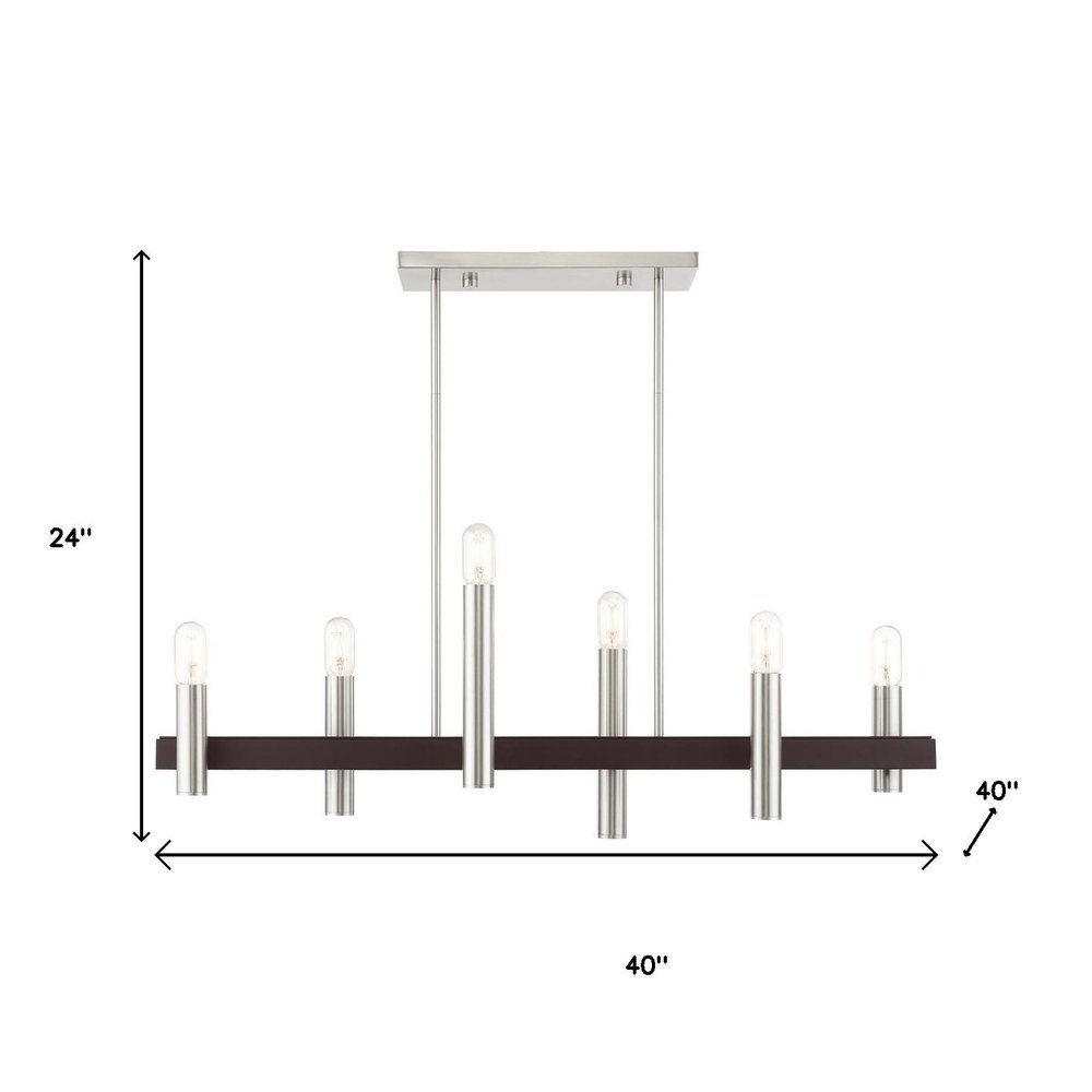 Bronze Six Light Metal Dimmable Chandelier With Shades