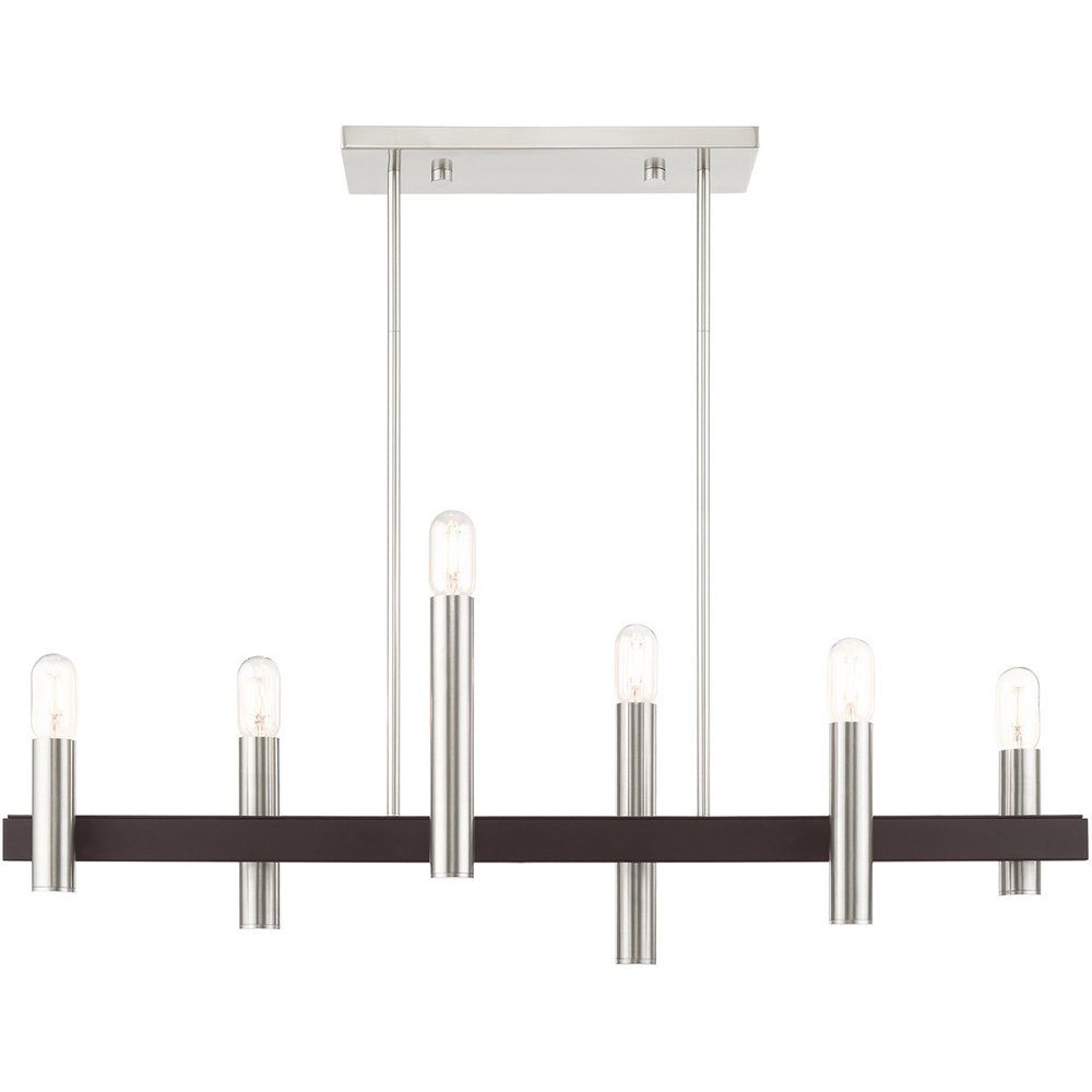Bronze Six Light Metal Dimmable Chandelier With Shades