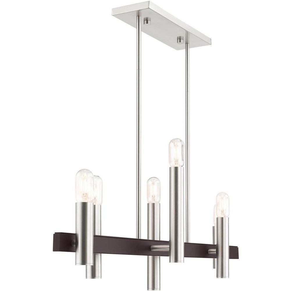 Bronze Six Light Metal Dimmable Chandelier With Shades