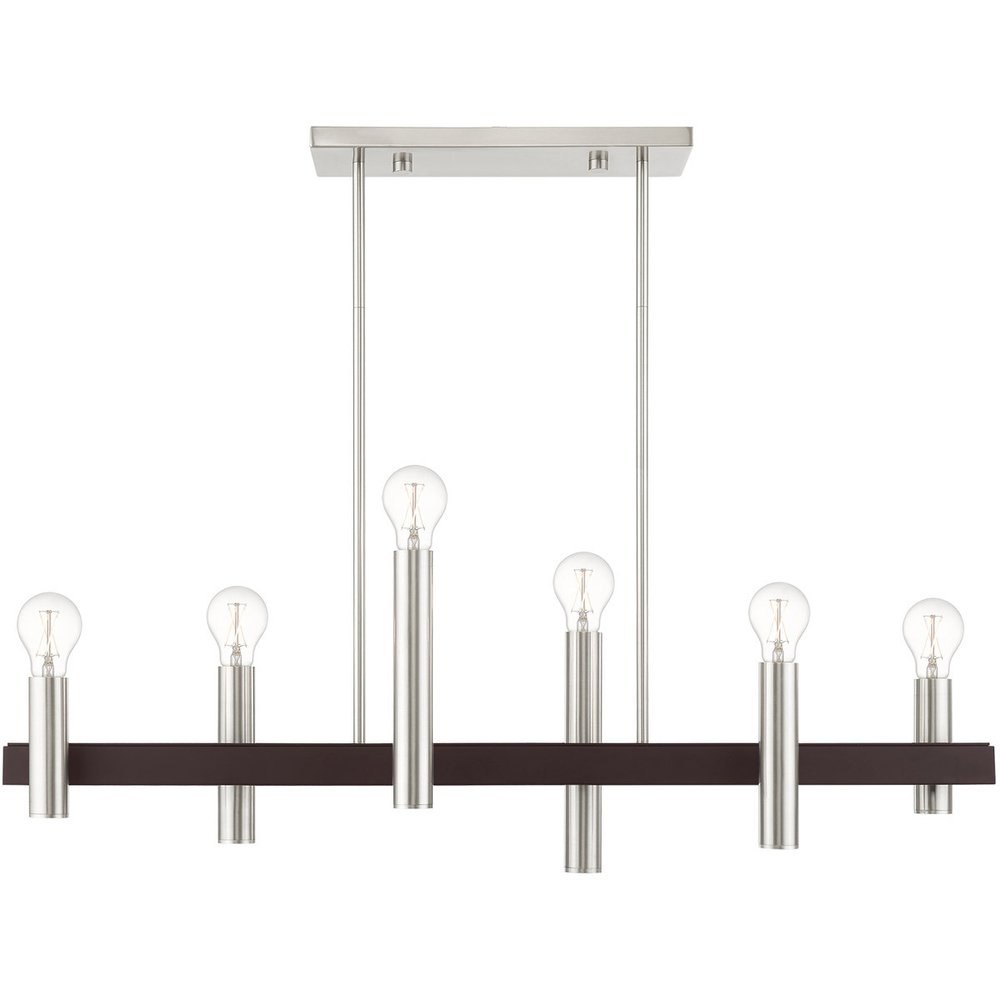 Bronze Six Light Metal Dimmable Chandelier With Shades