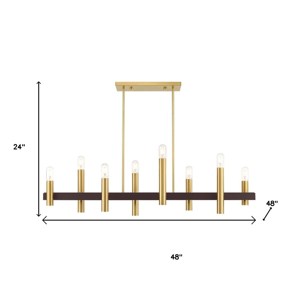 Bronze Eight Light Metal Dimmable Chandelier With Shades