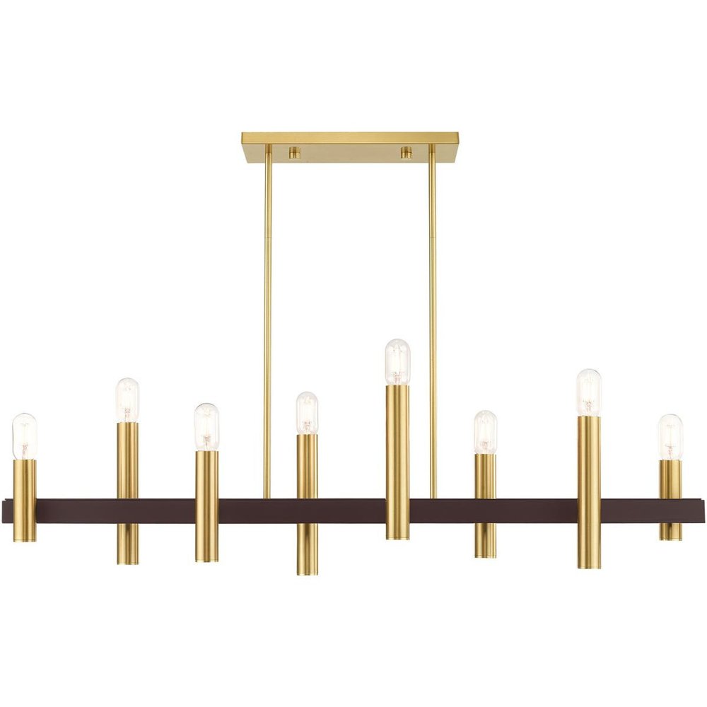 Bronze Eight Light Metal Dimmable Chandelier With Shades