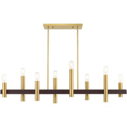 Bronze Eight Light Metal Dimmable Chandelier With Shades