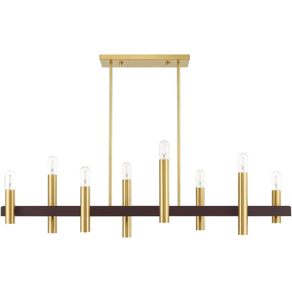 Bronze Eight Light Metal Dimmable Chandelier With Shades