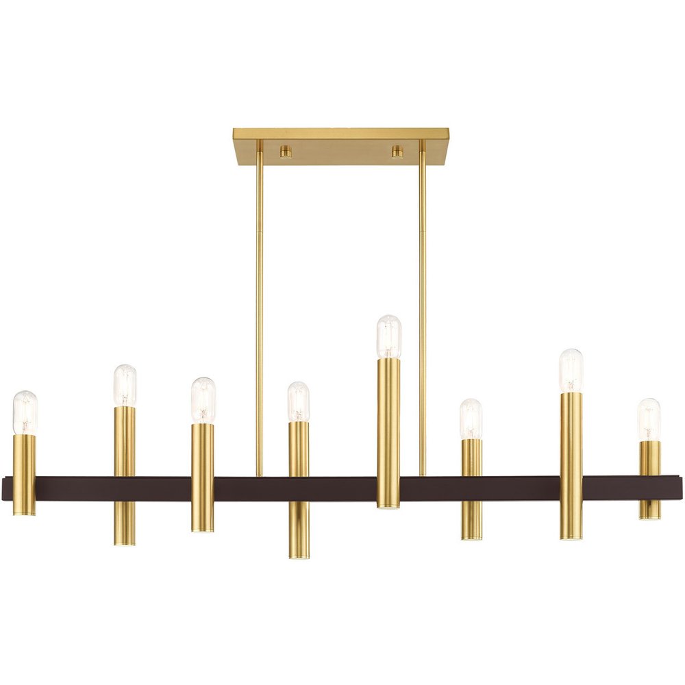 Bronze Eight Light Metal Dimmable Chandelier With Shades