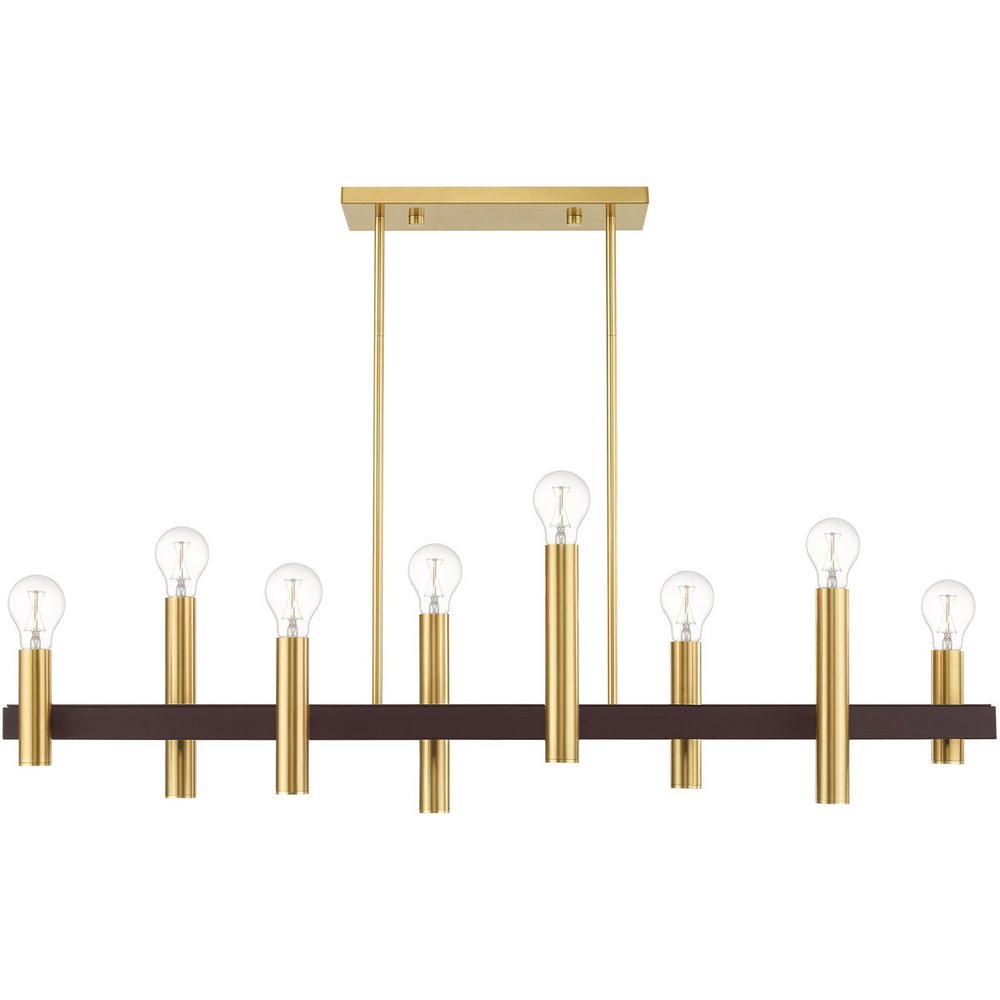 Bronze Eight Light Metal Dimmable Chandelier With Shades