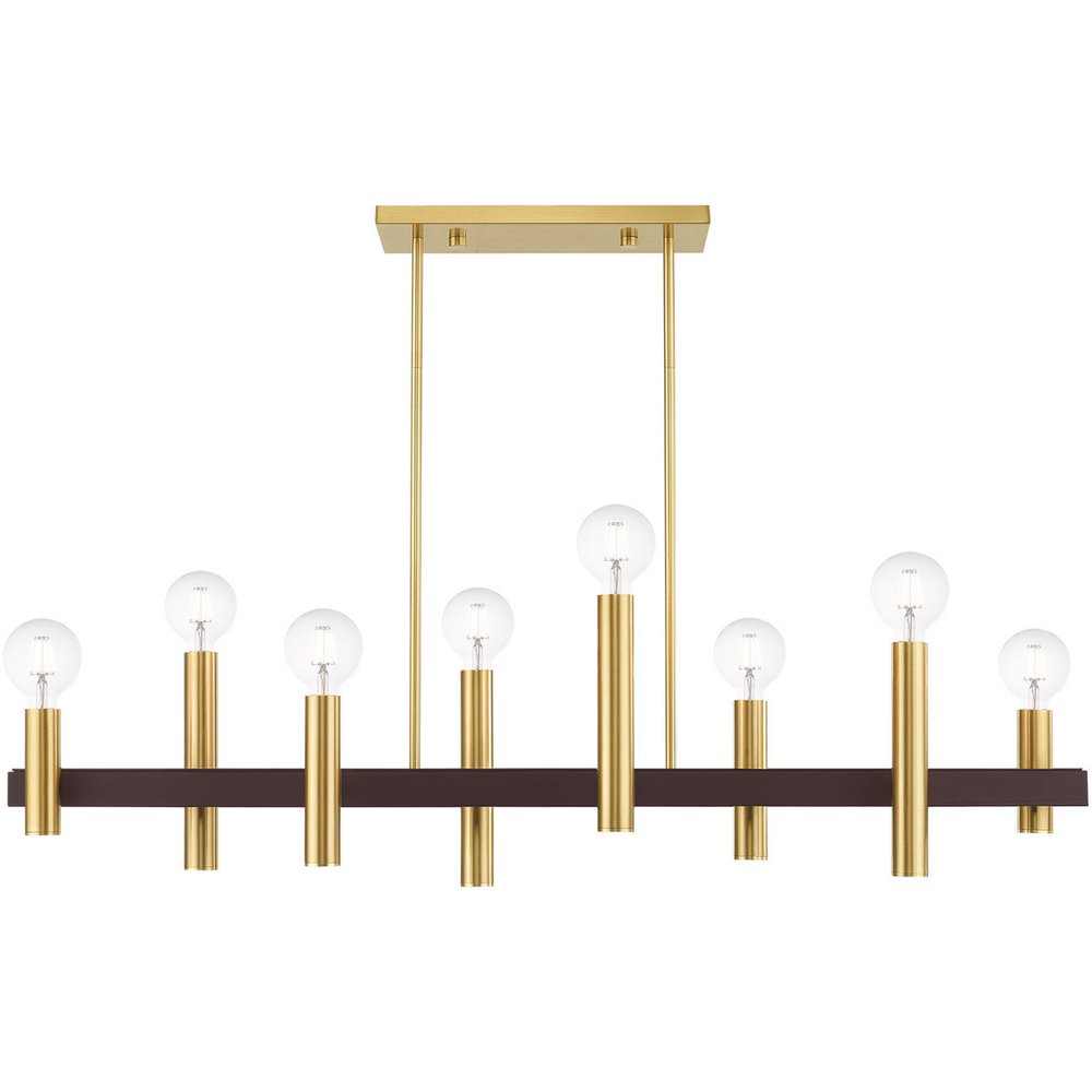 Bronze Eight Light Metal Dimmable Chandelier With Shades