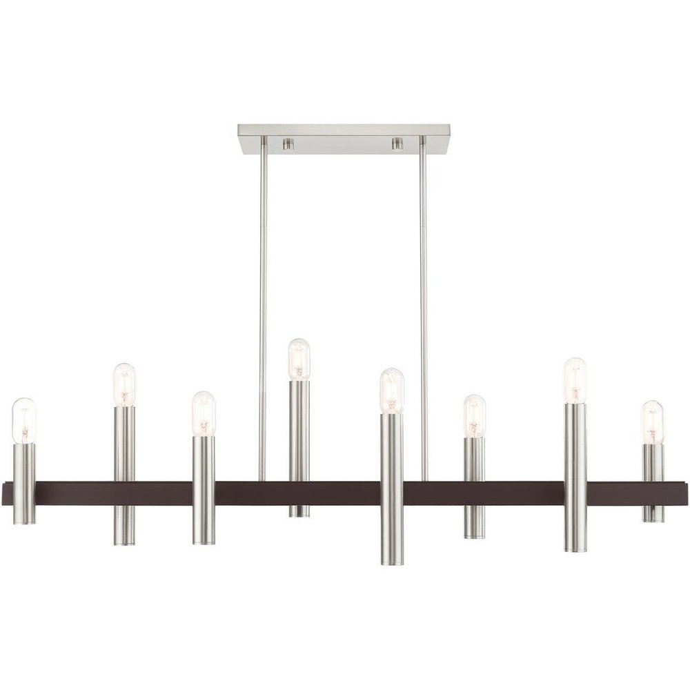 Bronze Eight Light Metal Dimmable Chandelier With Shades
