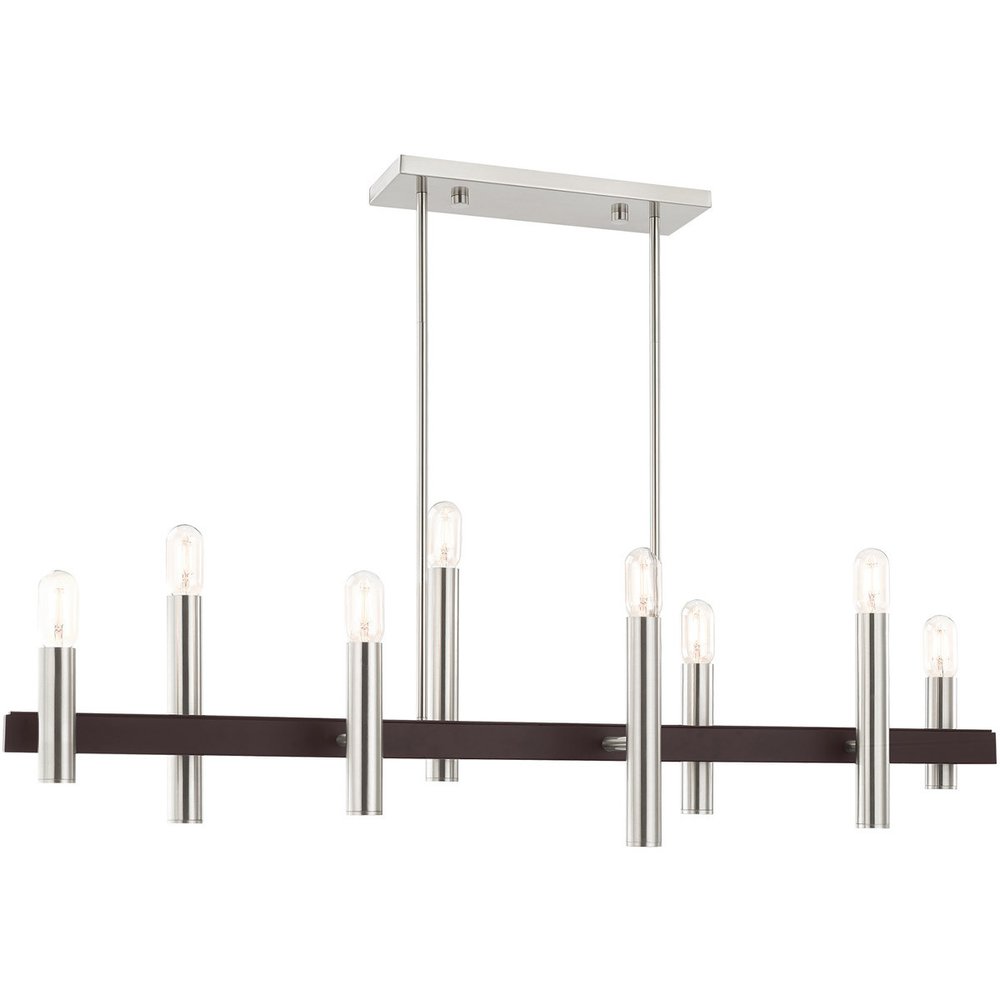 Bronze Eight Light Metal Dimmable Chandelier With Shades