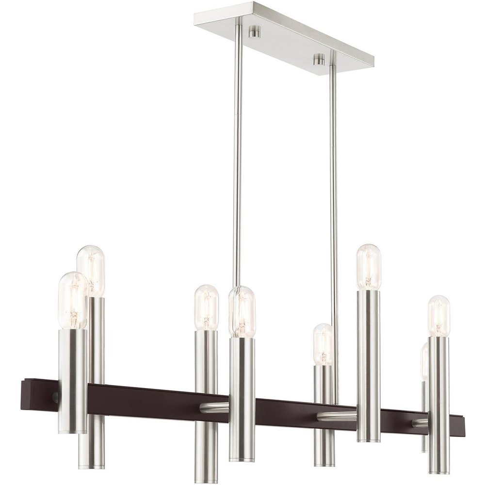 Bronze Eight Light Metal Dimmable Chandelier With Shades
