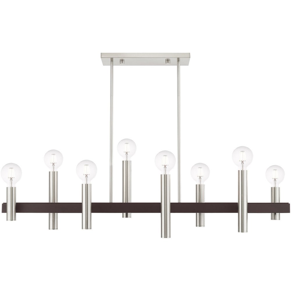 Bronze Eight Light Metal Dimmable Chandelier With Shades