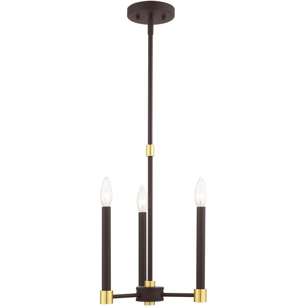 Bronze Three Light Metal Dimmable Chandelier With Shades