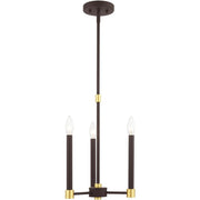 Bronze Three Light Metal Dimmable Chandelier With Shades