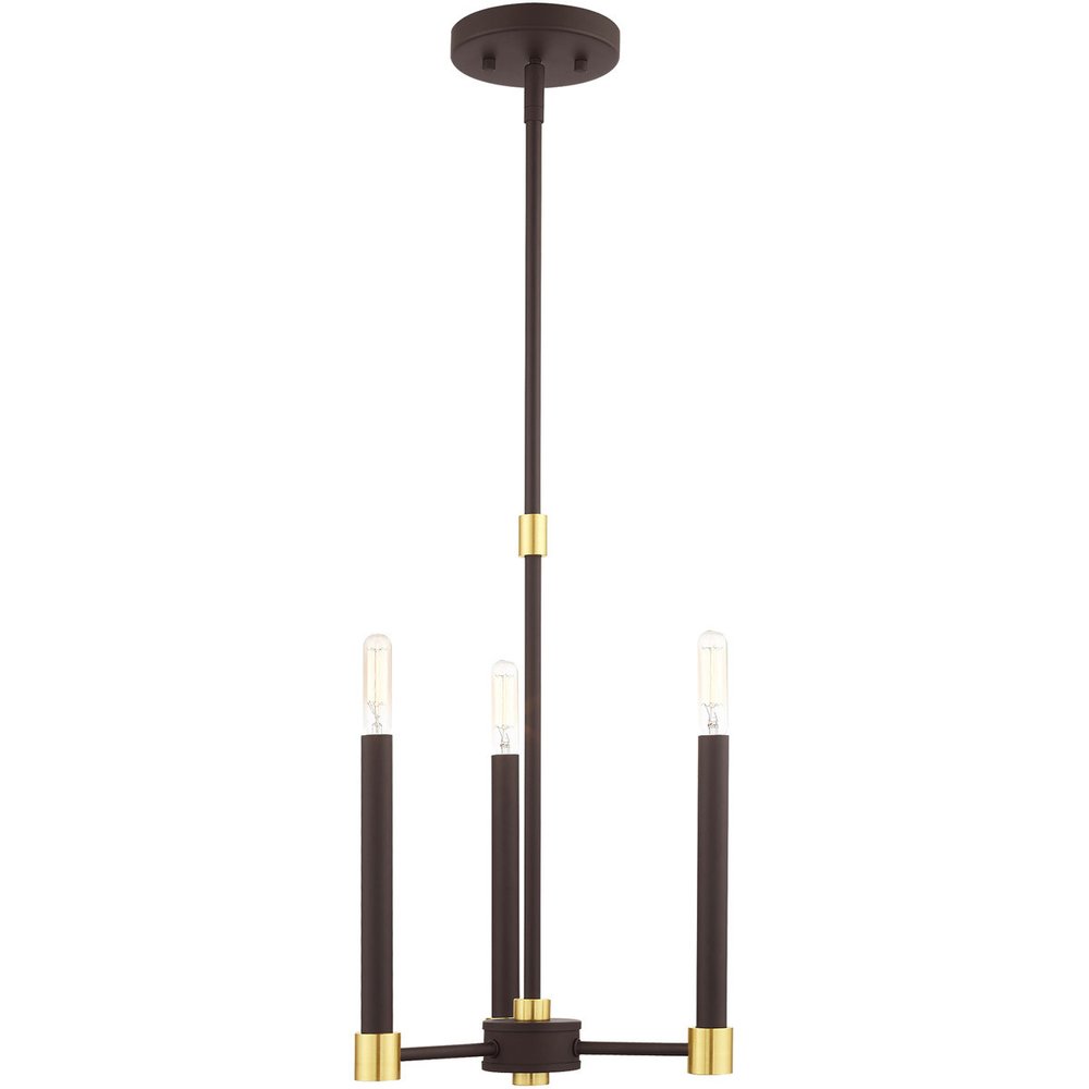 Bronze Three Light Metal Dimmable Chandelier With Shades