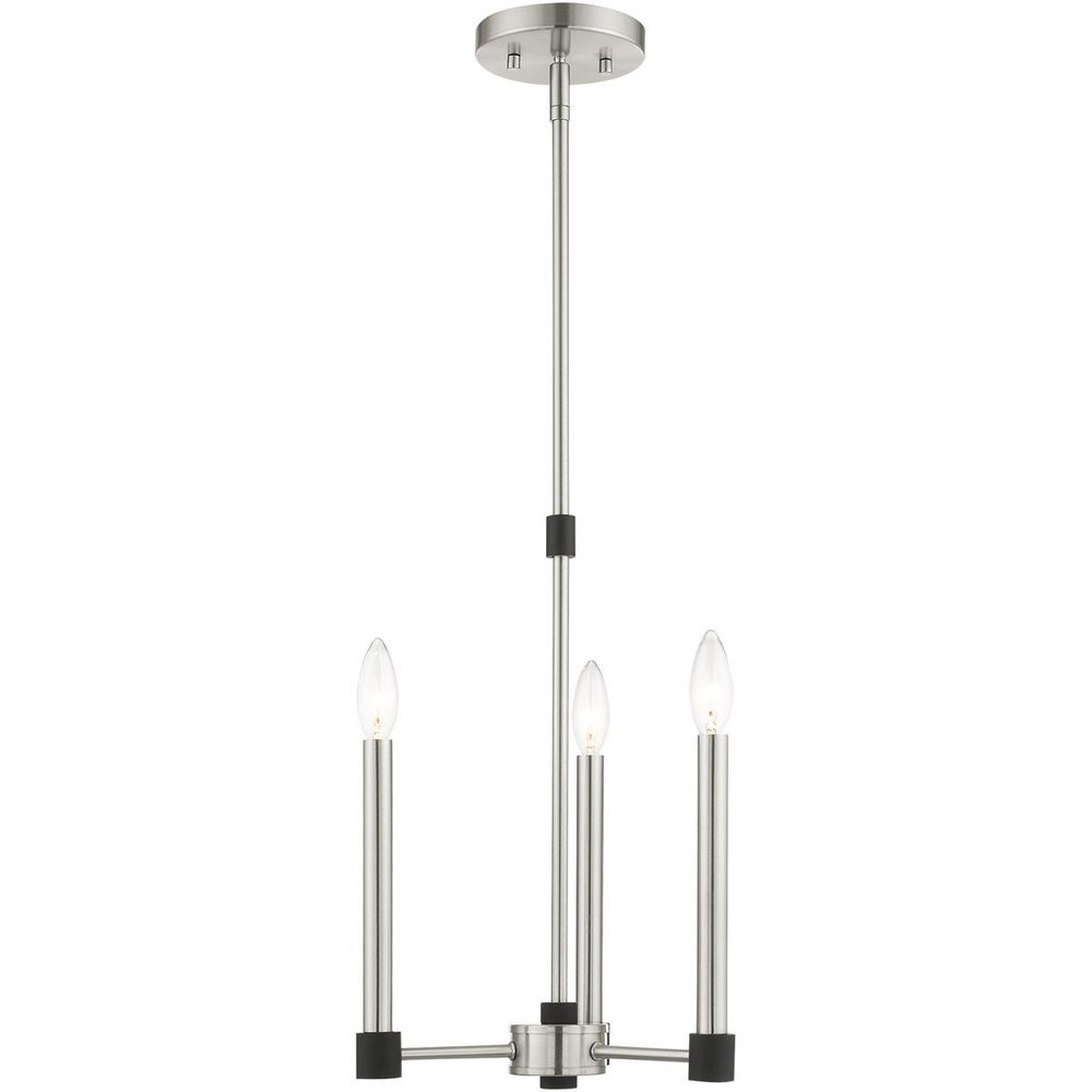 Nickel Three Light Metal Dimmable Chandelier With Shades