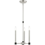Nickel Three Light Metal Dimmable Chandelier With Shades