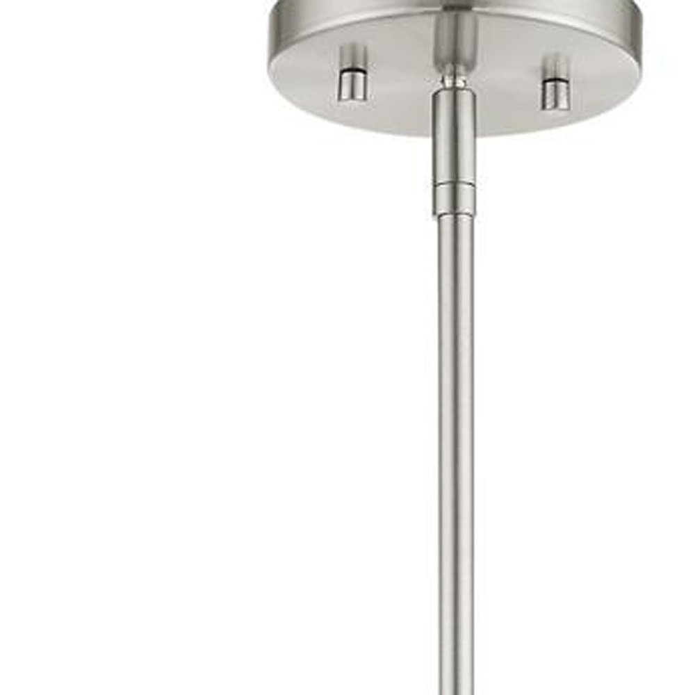 Nickel Three Light Metal Dimmable Chandelier With Shades