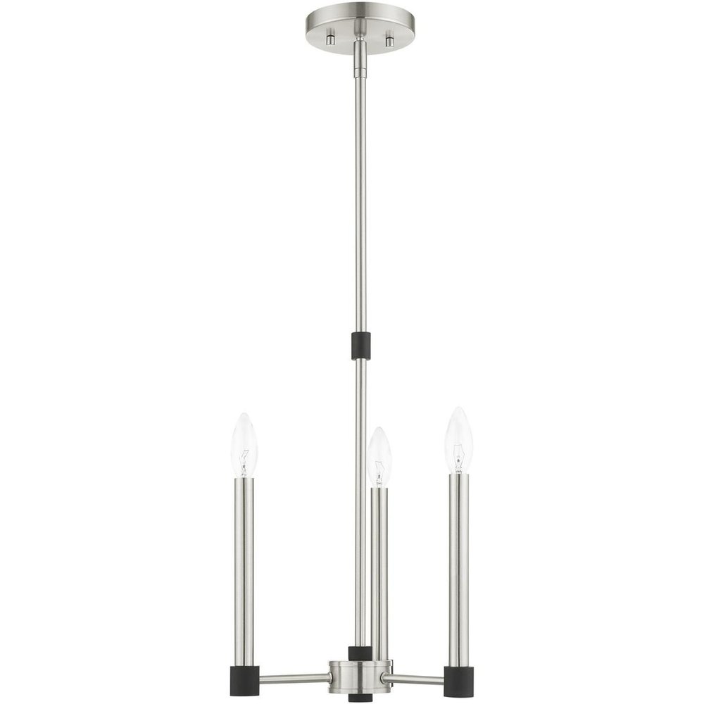 Nickel Three Light Metal Dimmable Chandelier With Shades