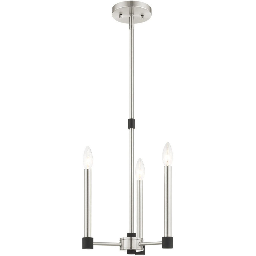 Nickel Three Light Metal Dimmable Chandelier With Shades