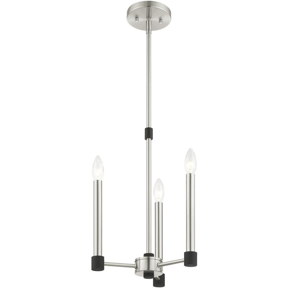 Nickel Three Light Metal Dimmable Chandelier With Shades