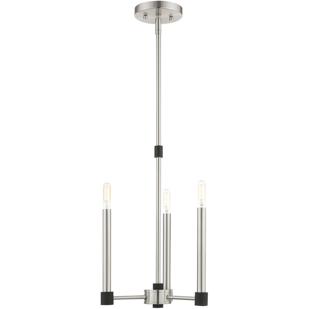 Nickel Three Light Metal Dimmable Chandelier With Shades
