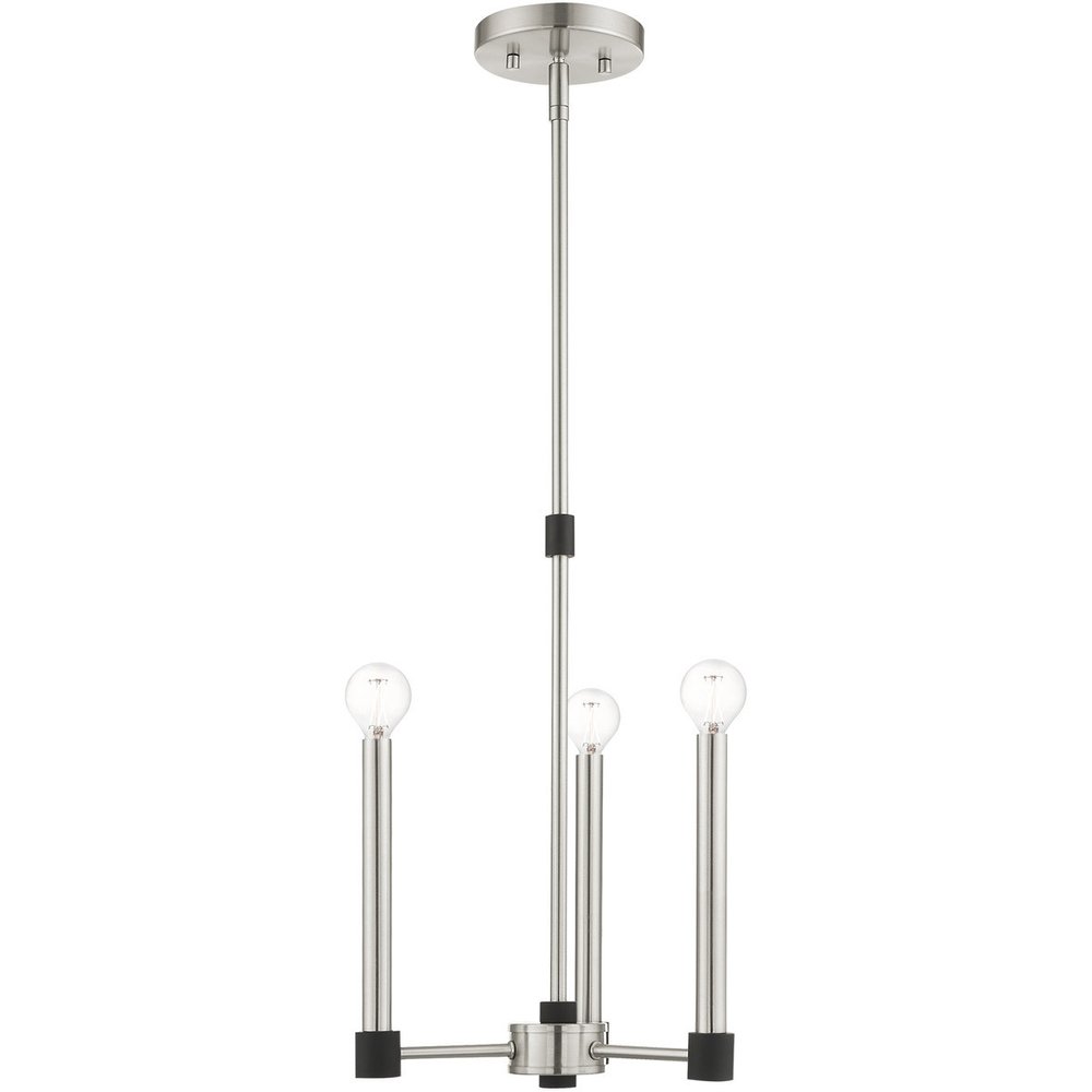 Nickel Three Light Metal Dimmable Chandelier With Shades