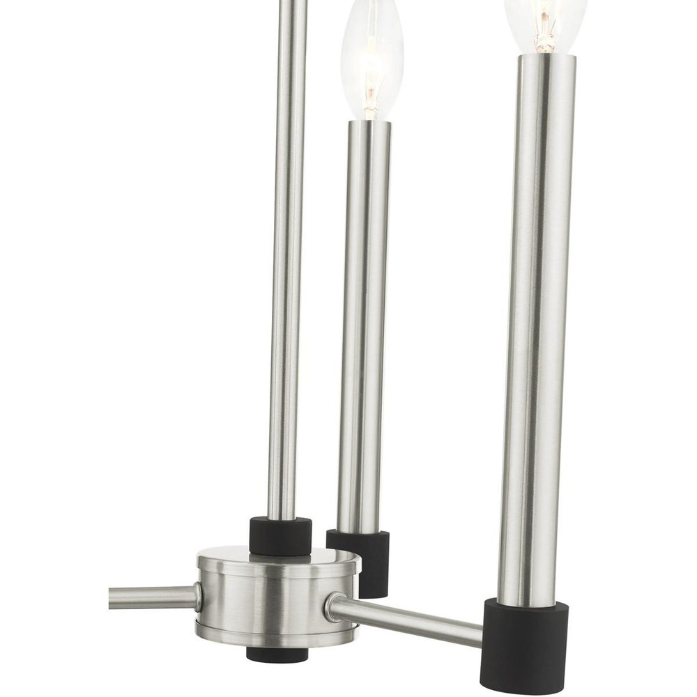 Nickel Three Light Metal Dimmable Chandelier With Shades