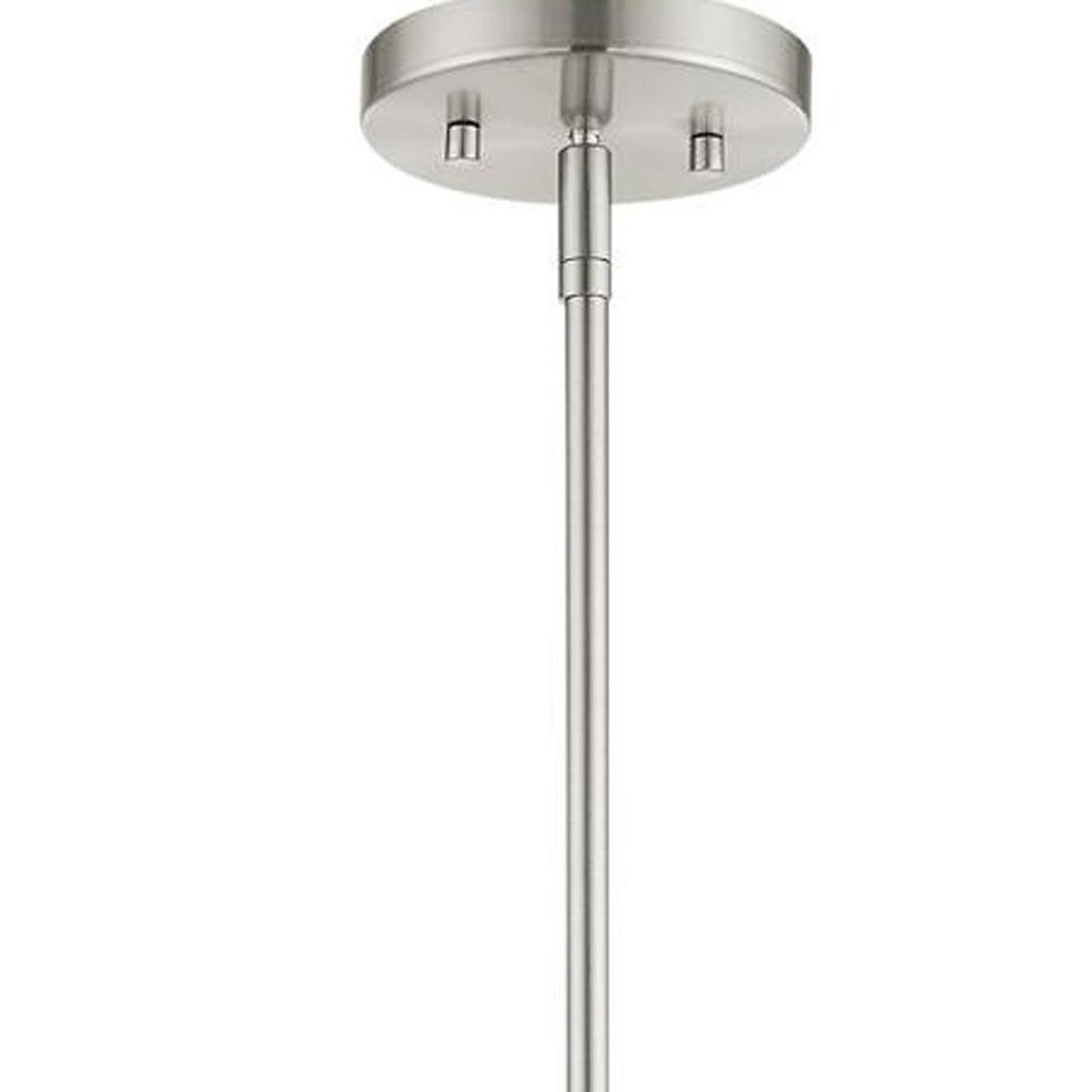Nickel Three Light Metal Dimmable Chandelier With Shades