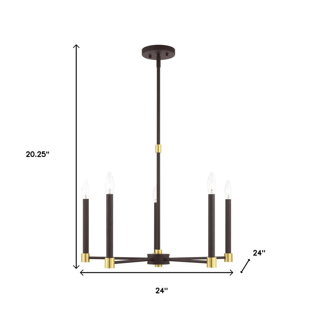 Five Light Dimmable Chandelier With Shades