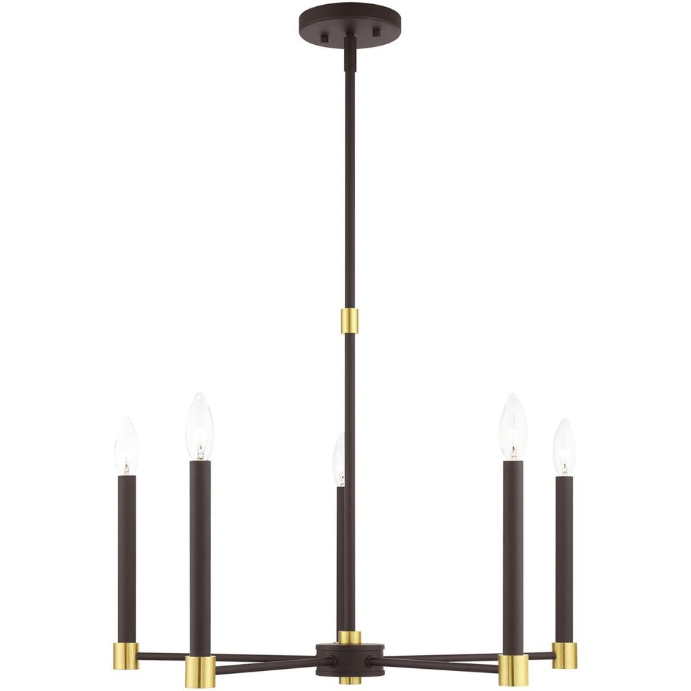 Five Light Dimmable Chandelier With Shades