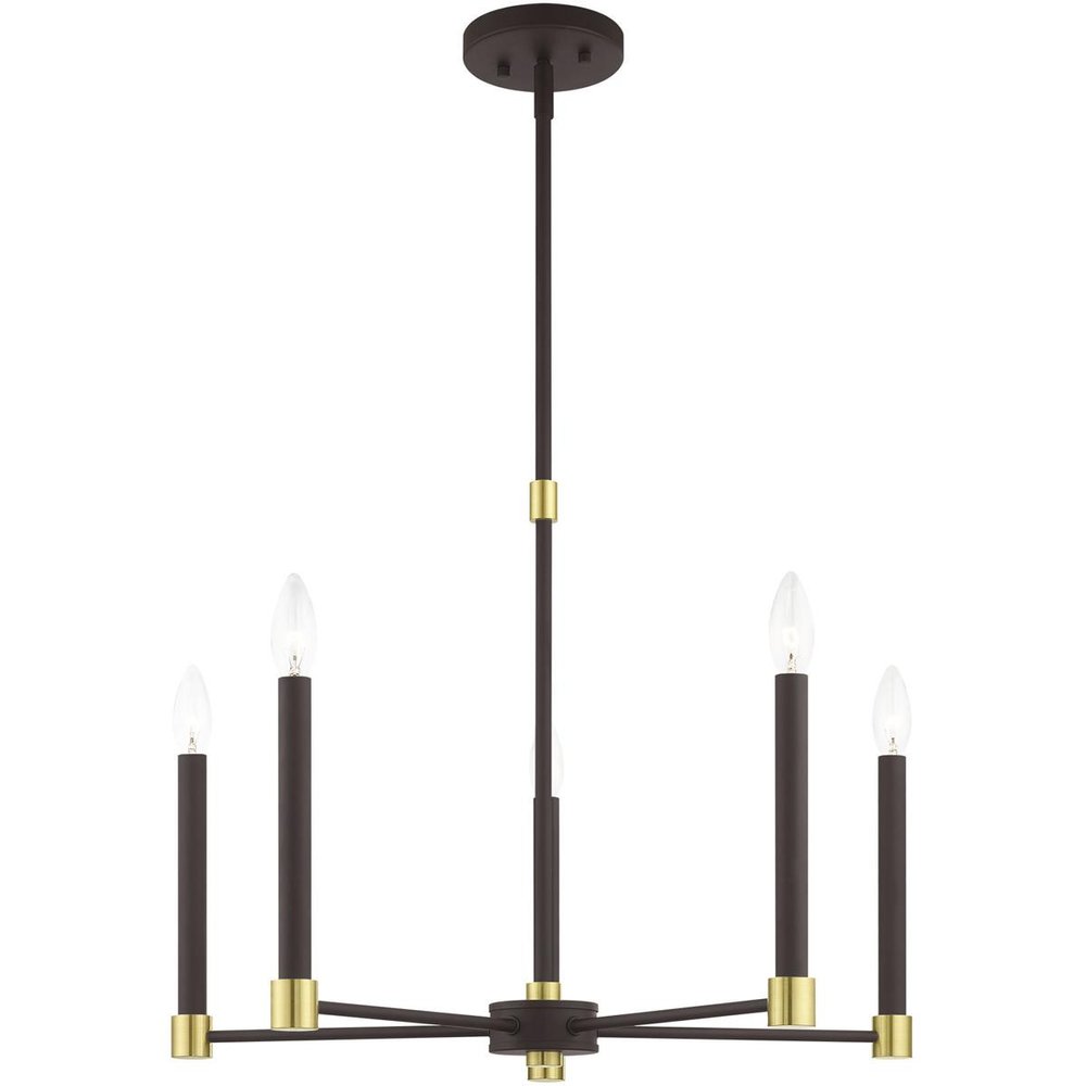 Five Light Dimmable Chandelier With Shades