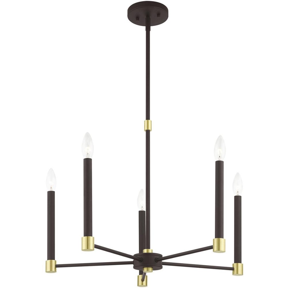 Five Light Dimmable Chandelier With Shades