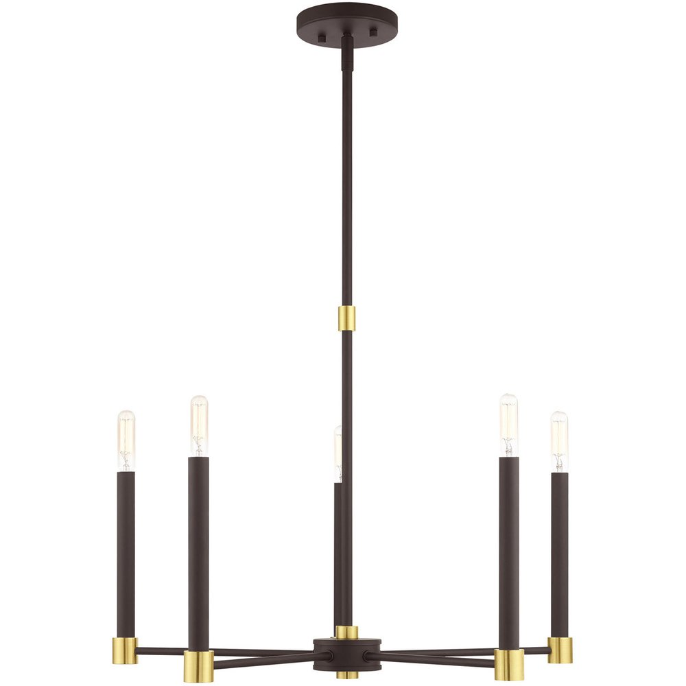 Five Light Dimmable Chandelier With Shades