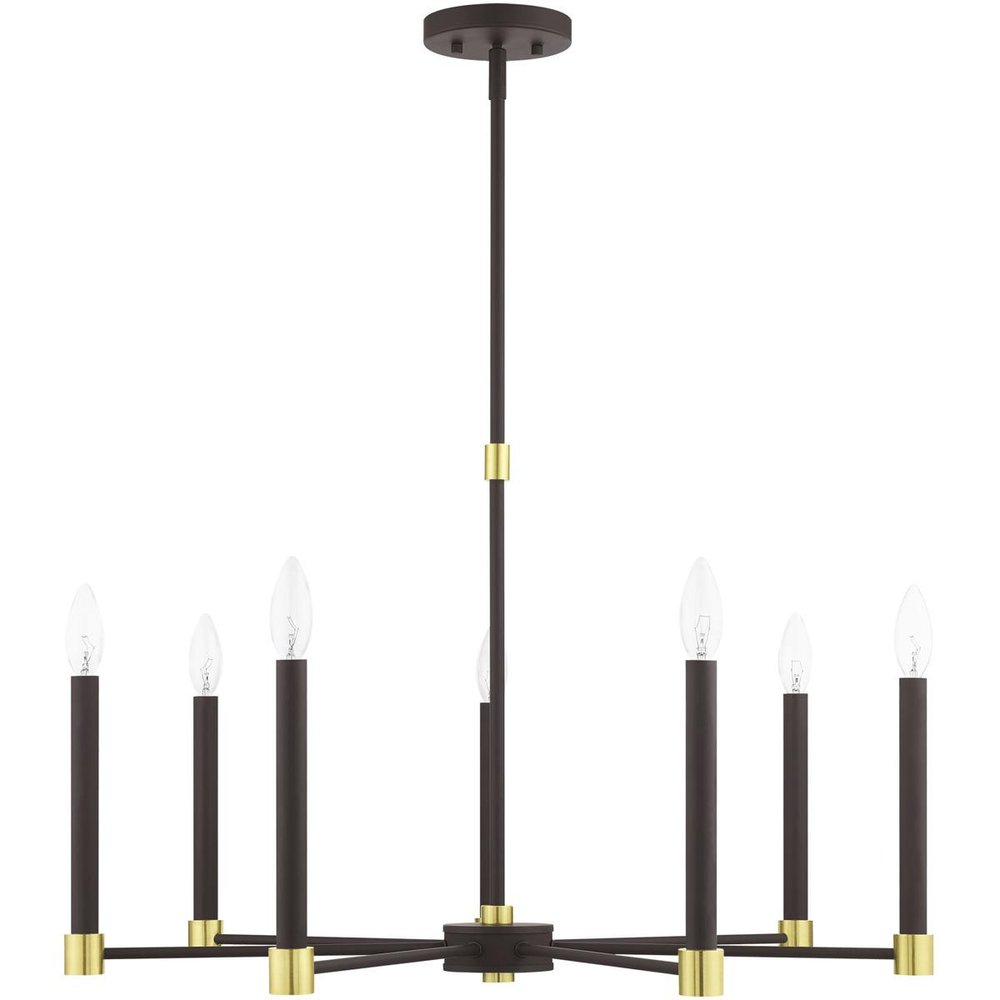 Seven Light Dimmable Chandelier With Shades