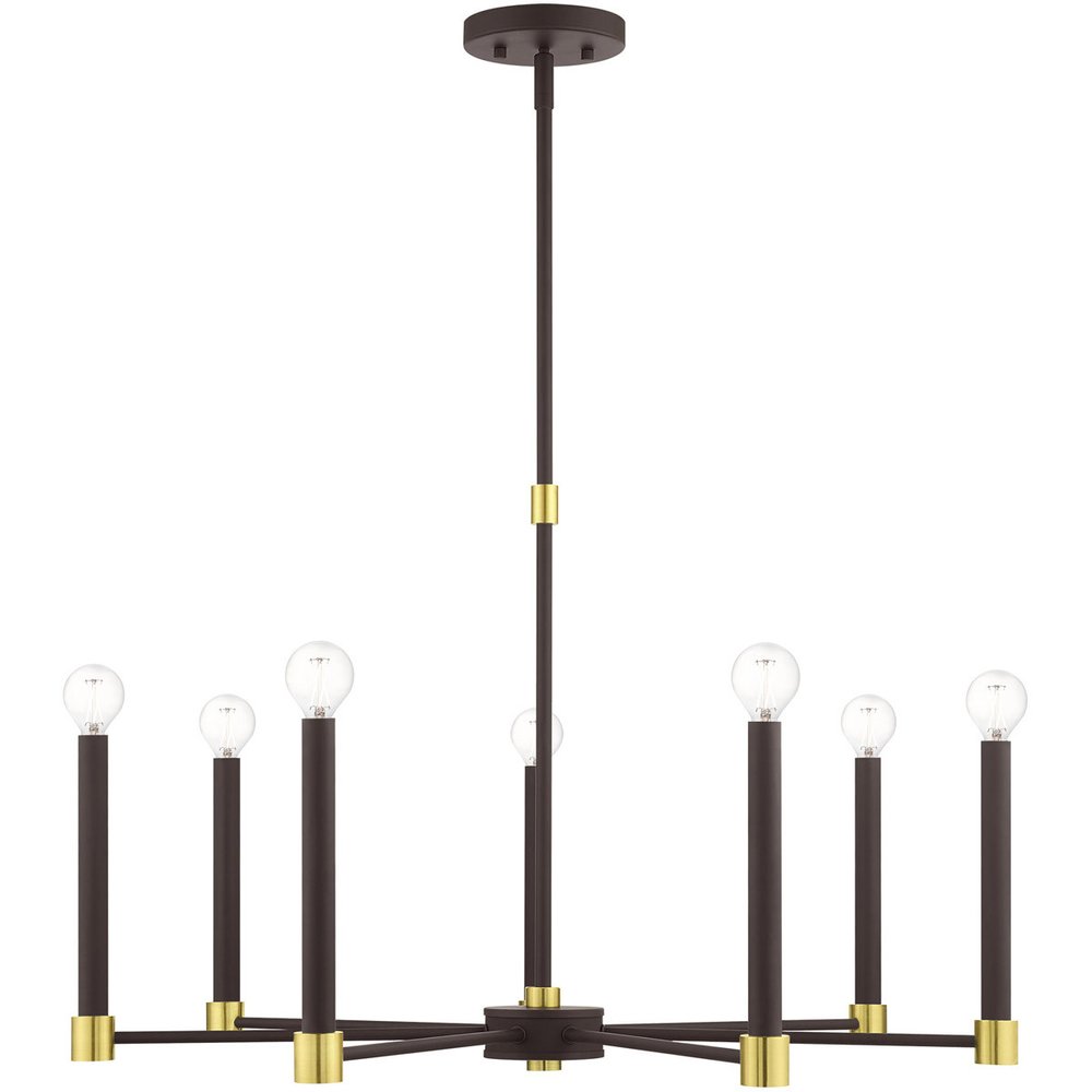 Seven Light Dimmable Chandelier With Shades