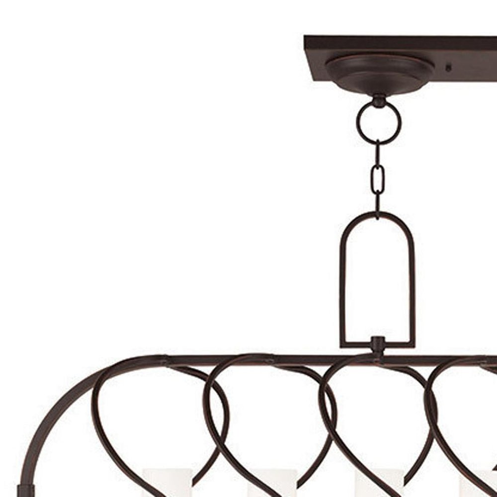 Bronze Seven Light Metal Dimmable Chandelier With Shades