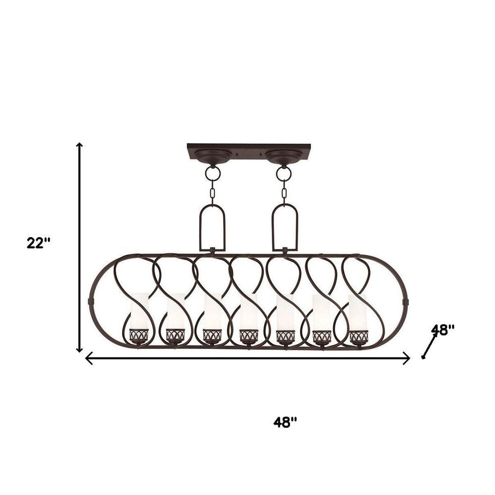 Bronze Seven Light Metal Dimmable Chandelier With Shades