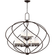 Bronze Twelve Light Metal Dimmable Chandelier With Shades