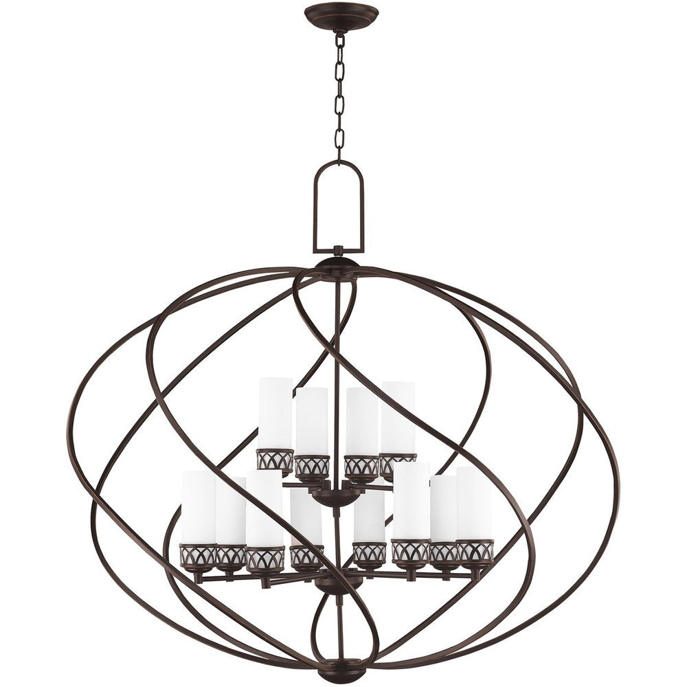 Twelve Light Dimmable Chandelier With Shades