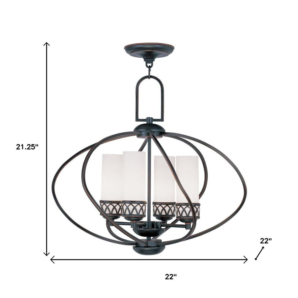 Four Light Dimmable Chandelier With Shades