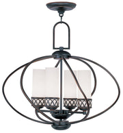 Bronze Four Light Metal Dimmable Chandelier With Shades